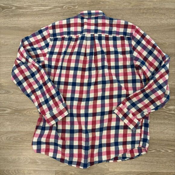 G.H.Bass and Co Regular Fit Men Blue Pink White Flanel Cotton Shirt sz L - Picture 2 of 7